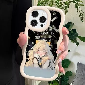 Чехол для телефона с рисунком милой девушки для iPhone 11 12 13 14 15 Pro Max 6 6S 7 8 Plus Xs Wave Edge, противоударный защитный резиновый чехол iPhone 14 Pro Max белый
