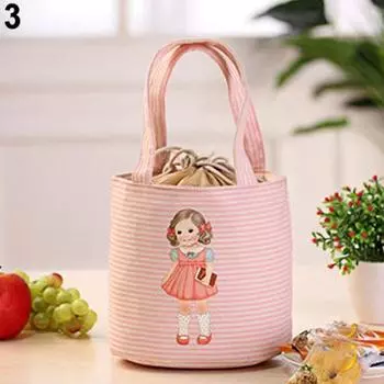 Cute Girl Print Thermal Insulated Lunch Storage Cooler Case Pouch Lunch Box AVE розовый