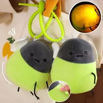 Cute Glowworm Plush Keychain Glow Insect Keyring Bag Pendant Key Ring Accessories Christmas Gift