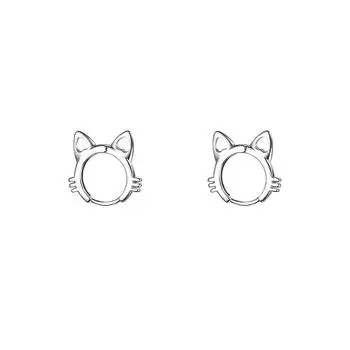 Cute Hollow Cat Ears Short Ear Buckles Niche Design Temperament Japanese Students Simple Cat Stud Earrings Female Sweet Copper