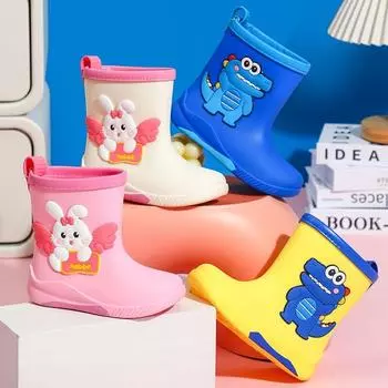 Cute Kids Rain Boots Waterproof Rubber Shoes for Boys and Girls Non-Slip Toddler Water Shoes 160-190
