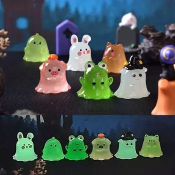 Cute Luminous Rabbit Micro Ornaments Cartoon Ghost Pig Miniature Figurine Car Accessories style 2