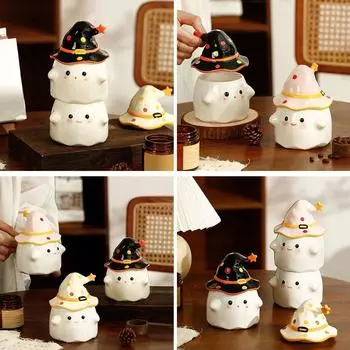 Cute Magician Little Ghost Ceramic Mug Halloween Series Exquisite Mug Mug Gift Halloween I6u7