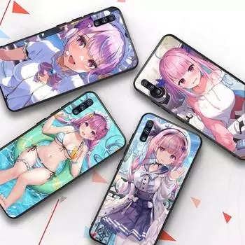 Cute Minato Aqua Hololive Phone Case for Samsung S20 lite S21 S10 S9 plus for Redmi Note8 9pro for Huawei Y6 cover Samsung S20 lite