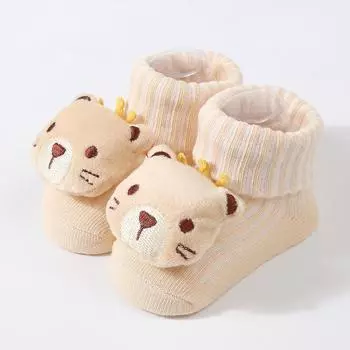 Cute Newborn 3D Cartoon Doll Socks Spring New Baby Soft Prewalker Knitted Sock For Girls Boys Infant Knitting Hairband Socks S(8X5CM)