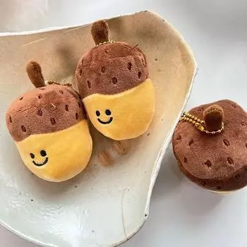 Cute Nut Plush Toy Keychain Cartoon Soft Stuffed Doll Pendant Car Key Ring Backpack Bag Decor Kid Gift 1Pc
