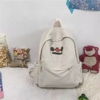 Cute Orange Cartoon Print Student Leisure Backpack For Daily And School Use