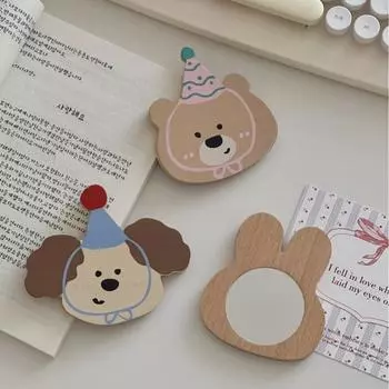 Cute pattern Cartoon Makeup Mirror Animal Shape Compact Pocket Mirror Vanity Mirror Travel Mirror dog