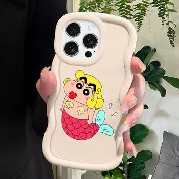 Cute Phone Cover for iPhone 11 12 13 14 15 Pro Max 6 6S 7 8 Plus Xs Wave Edge Shockproof Protective Rubber Case iPhone XS MAX белый