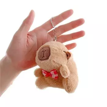 Cute Plush Capybara Charm Keychain Soft Stuffed Ornament Keyring Lovely Pendants Decor for Purse Bag Backpack Handbag T1