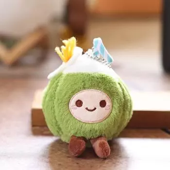 Cute Plush Coconut Keychain Toy Doll Keyring Pendant Backpack Decoration Gift