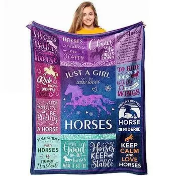 Cute Pony Print Blanket Comfortable Soft Flannel Blanket Sofa Blanket Bed Blanket 70x100cm