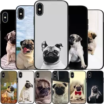 Cute Pug black Silicone Phone Case For iPhone 12 XR XS Max 5 5S SE 2020 6 6S 7 8 PLUS X 11Pro Max11 Cover Shell iPhone 5 5S SE