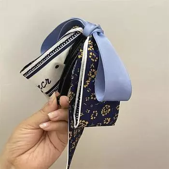 Cute Ribbon Bow Banana Clip Silk Scarf Hairpin Bowknot Hair Clip Korean Style Headdress Hair Claw Girls
