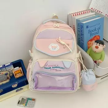 Cute School Schoolbag for Primary School Students Female Junior High School Girls High School Student Backpack Lightweight Cartoon Backpack Backpack Pink