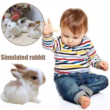 Cute Simulation Plush Rabbit Ornament Easter Furry Animal Model Bunny Miniature Home Decoration U5I0 Simulated rabbit-onesize
