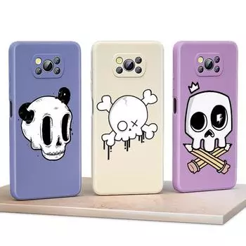 Милый череп с мультяшным рисунком для Xiaomi 6X CC9 E A3 Lite A2 Mix 3 4 Poco X3 NFC X2 M2 C3 M3 Pro F3 GT, жидкий силиконовый чехол для телефона Xiaomi Mi 6X(A2)