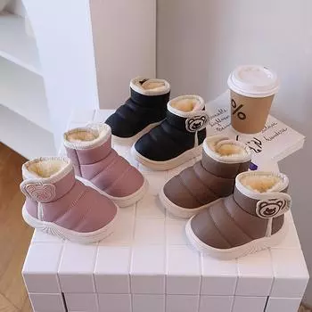 Cute Snow Boot Warm Comfort Girl Boot Anti Slip Simple Ankle Boots Versatile Casual Winter Boots Fashion Cartoon Child Shoes 21insole13cm чёрный