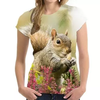 Cute Squirrel T-Shirts Animal 3D Print Tees Women Streetwear Short Sleeve T Shirt Y2k Oversized Top Tees Harajuku Girls Clothing S