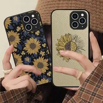 Cute Summer Daisy Sunflower Phone Case Hard Leather Case for iPhone 11 12 13 Mini Pro Max 8 7 Plus SE 2020 X XR XS Coque iphone 7