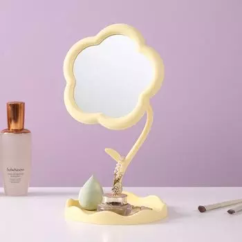 Cute Sunflower Shaped Dressing Mirror Detachable Classic Desktop Makeup Mirror High-definition 360 Degree Rotation Table Mirror