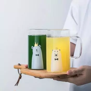 Cute transparent glass Coffee mug,porcelain mug cup cover High capacity coffee cup everything for the kitchen Drinkware 600ml 600ml
