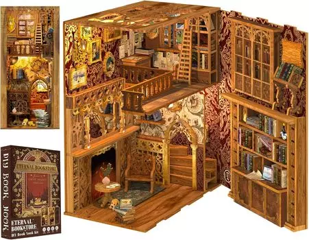 CuteBee DIY Booknook Kit Dollhouse Kit Miniature House Kit Booknook Подходит для подростков и взрослых Подарочные украшения на день рождения Коллекция Художественное произведение с