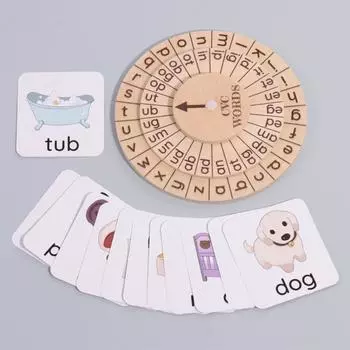 CVC Spelling Word Game Visual Flashcard Learning Carousel Early Education Learning Essentialsble, Игрушки для раннего образования 1 шт. One Size белый