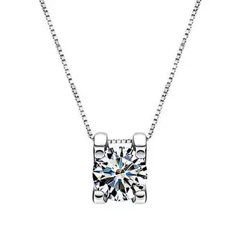 Цвет D 1-2CT из натурального муассанита, ожерелье с блестящим круглым бриллиантом, полый кулон «Любовь», ожерелье для женщин и девочек, ювелирное изделие на годовщину, подарок 1ct