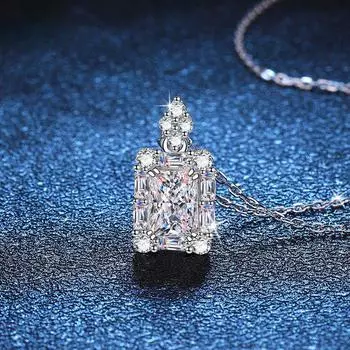 Цвет D, 1CT, сертифицированное настоящее ожерелье из муассанита для женщин, о-цепочка, бесцветный кулон изумрудной/сияющей огранки, 100% стерлинговое серебро S925