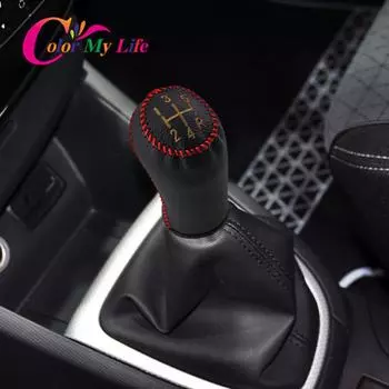 Цвет My Life Кожаный 5 6-скоростной автомобильный ошейник для Renault Clio MK3 III Megane MK2 Scenic MK2 Kangoo MT Ручка переключения передач 5 Speed Black Line