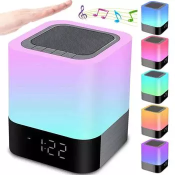 Цветной Bluetooth-динамик, ночник, цифровой будильник, сенсорный ночник, MP3-плеер, подарок для девочек и мальчиков