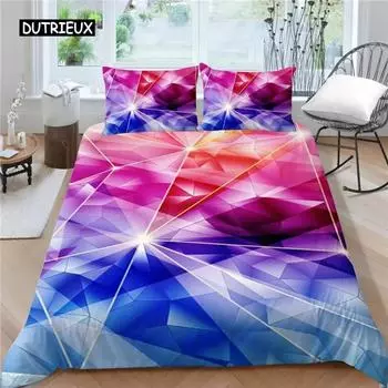 Цветной пододеяльник King Size, синий, фиолетовый, красный, с узором строчки, комплект пододеяльников из микрофибры, многоугольный, с вспышкой, пододеяльник EU single(135x200cm)