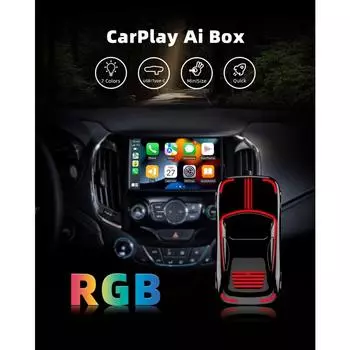 Цветной RGB беспроводной адаптер Carplay Smart AI Box Автомобильный OEM проводной Carplay к беспроводному USB-ключу Carplay MINI Car Play