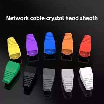 Цветной сетевой разъем CAT5E CAT6 RJ45 Ethernet, защитный кожух для кабеля с защитой от натяжения, защитный кожух с кристаллической головкой для 8P8C 50PCs