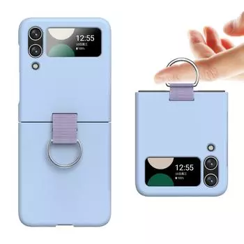 Цветной складной чехол с кольцом-держателем для Samsung Galaxy Z Flip4 Flip 4 Flip3 Flip 3 Zflip4, сумка для мобильного телефона с защитой от царапин for Samsung Z Flip 3 небесно-голубой
