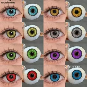 Цветные контактные линзы EYESHARE в разных стилях, аниме-персонаж, косплей, персонаж на Хэллоуин, полночь, фиолетовые цветные контактные линзы, 1 пара 0