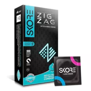 Цветные презервативы Skore с зигзагообразными точками и ребрами, 10 шт. (1х10)