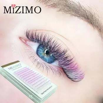 Цветные ресницы MIZIMO, белые и розовые, цветные привитые накладные ресницы ручной работы 8-13 мм, смешанные с 0,07 искусственными норковыми волосами, наращивание ресниц mix8-13mm--D белый/розовый