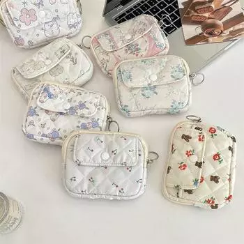 Цветочная гигиеническая салфетка, помада, мини-держатель для вещей, сумка, чехол, милый мультяшный цветочный стеганый чехол для документов, карт, монет, денег, кошелька