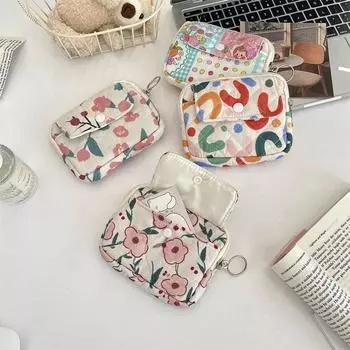 Цветочная гигиеническая салфетка, помада, мини-держатель для вещей, сумка, чехол, милый мультяшный цветочный стеганый чехол для документов, карт, монет, денег, кошелька