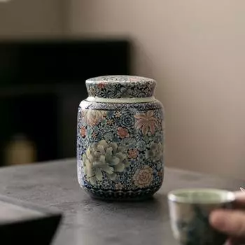 Цветочный керамический чайник для чая, синий и белый фарфоровый герметичный горшок для хранения чая, украшение для гостиной, коробка для хранения, чайный сервиз, аксессуары