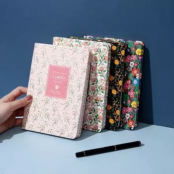Цветочный кожаный переплет ежедневник ежедневник еженедельник ежемесячник канцелярские принадлежности офисные принадлежности A5 A6 A6