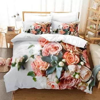 Цветочный пододеяльник King Twin Queen Double Size Kit 3D Flower Printed Наволочка Новое оптовое элегантное покрывало EU Twin135x200cm