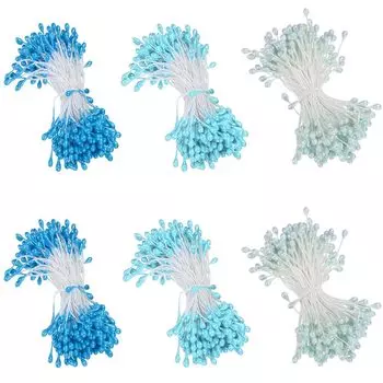 Цветок Pep Blue Mix Цветочный материал Pearl Pep Искусственный цветок Сердцевина Pep Диаметр 3 мм Длина Искусственный цветок Тычинка Синий Небесно-голубой Светло-голубой 2