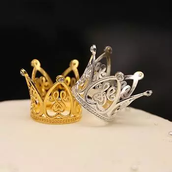 Цветы автомобиля детские двойные персиковые сердца капли воды стразы украшения торта мини-корона из сплава