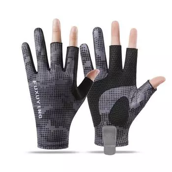 Cycling Gloves for Men s Summer Thin Sun Protection Non Slip Breathable Ice Silk Driving Leak Three Finger Lure Fishing Gloves One size