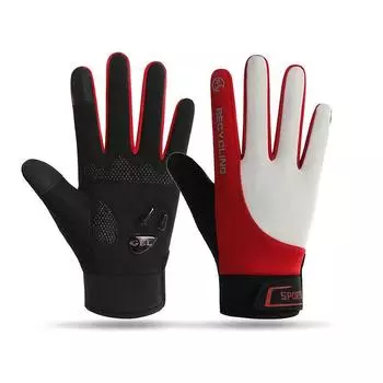 Cycling Gloves In Autumn and Winter Men and Women Outdoor Cycling Touch Screen Non Slip Plus Velvet Windproof Cold Sports Warm Gloves One size