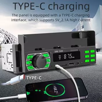 D3400 Автомобильный стерео Мультимедийный MP3-плеер AUX Hands-Free Calling Автомобильный комплект Беспроводная дистанционная аудиосистема Держатель сотового телефона Радио J9U3 чёрный