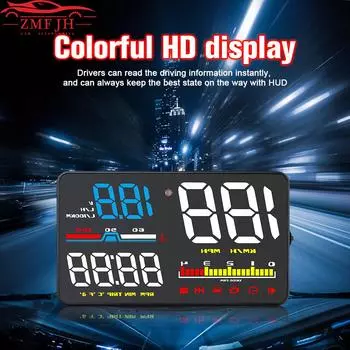 D5000 OBD2 Head Up Display for Car Speedometer HUD Tachometer Windshield Projetor Overspeed Alarm LED Accessory Electronic Auto